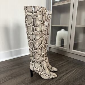 Tamara Mellon Legacy Brown Tan Snakeskin Over The Knee Boots 36 NEW Leather Shoe